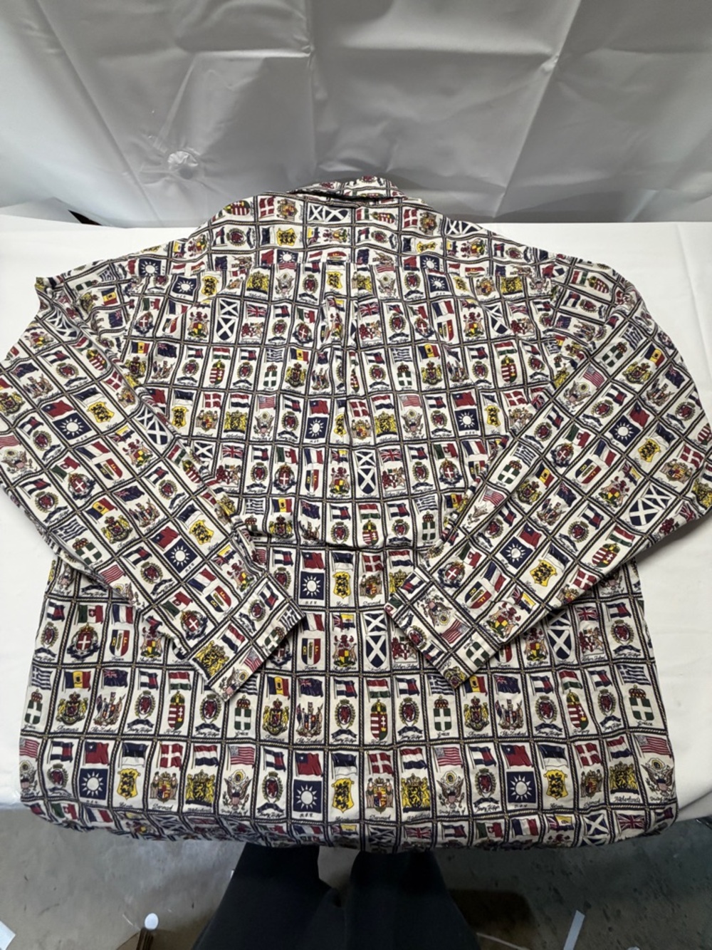 Vintage Tommy Hilfiger White Button-Down w/ Flags of the World - Picture 3 of 8